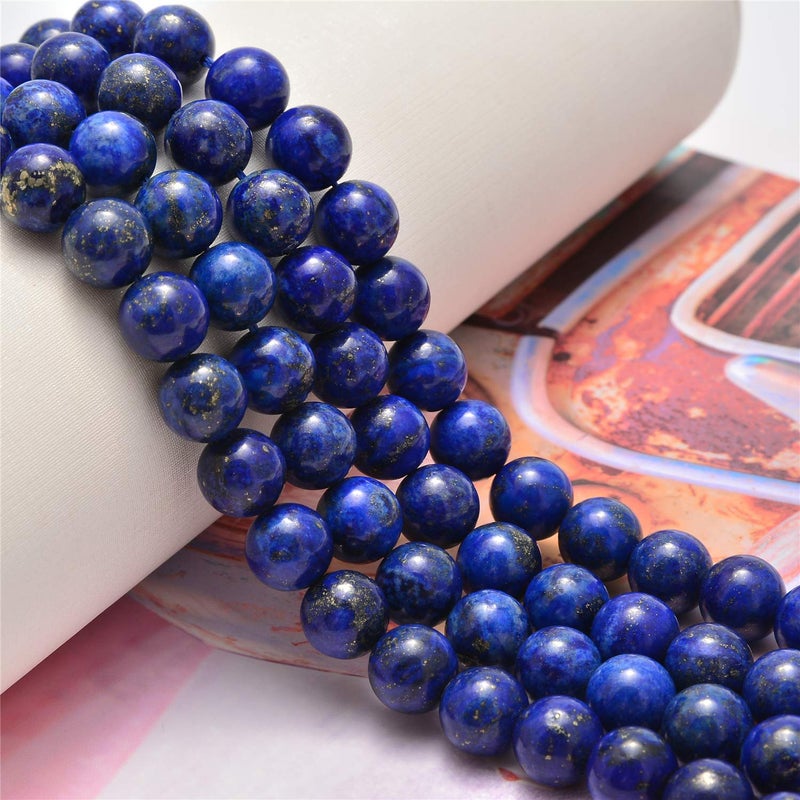 NCB 100pcs 6mm Lapis Lazuli Beads Natural Semi Precious Beads Round Smooth Gemstones Loose Spacer Beads Charms for Necklaces Bracelets Jewelry Making (Lapis Lazuli, 6mm 100Beads) - Image 3